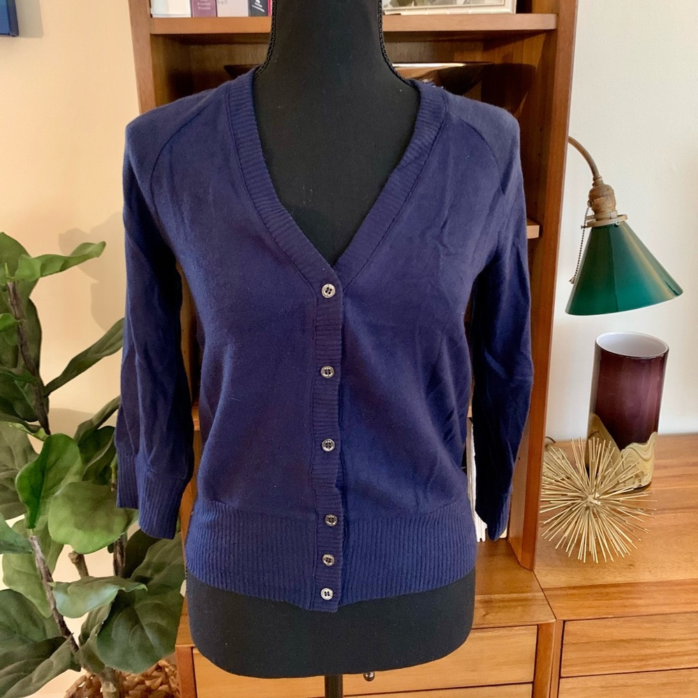 Three Dots Navy Cardigan Size S